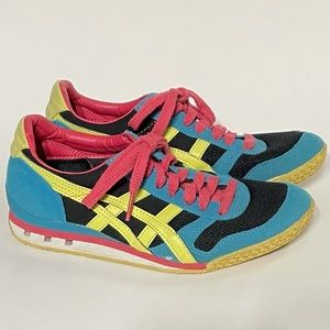 Asics Onitsuka Tiger Womens Size 6 Sneakers Shoes HN567 Blue Yellow Pink